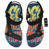 Graffiti NYC Print Black Open Toe Sandals-grizzshop