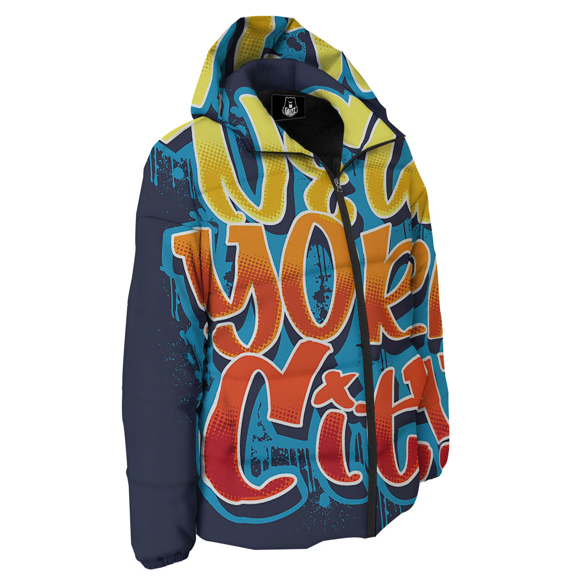 Graffiti NYC Print Down Jacket-grizzshop