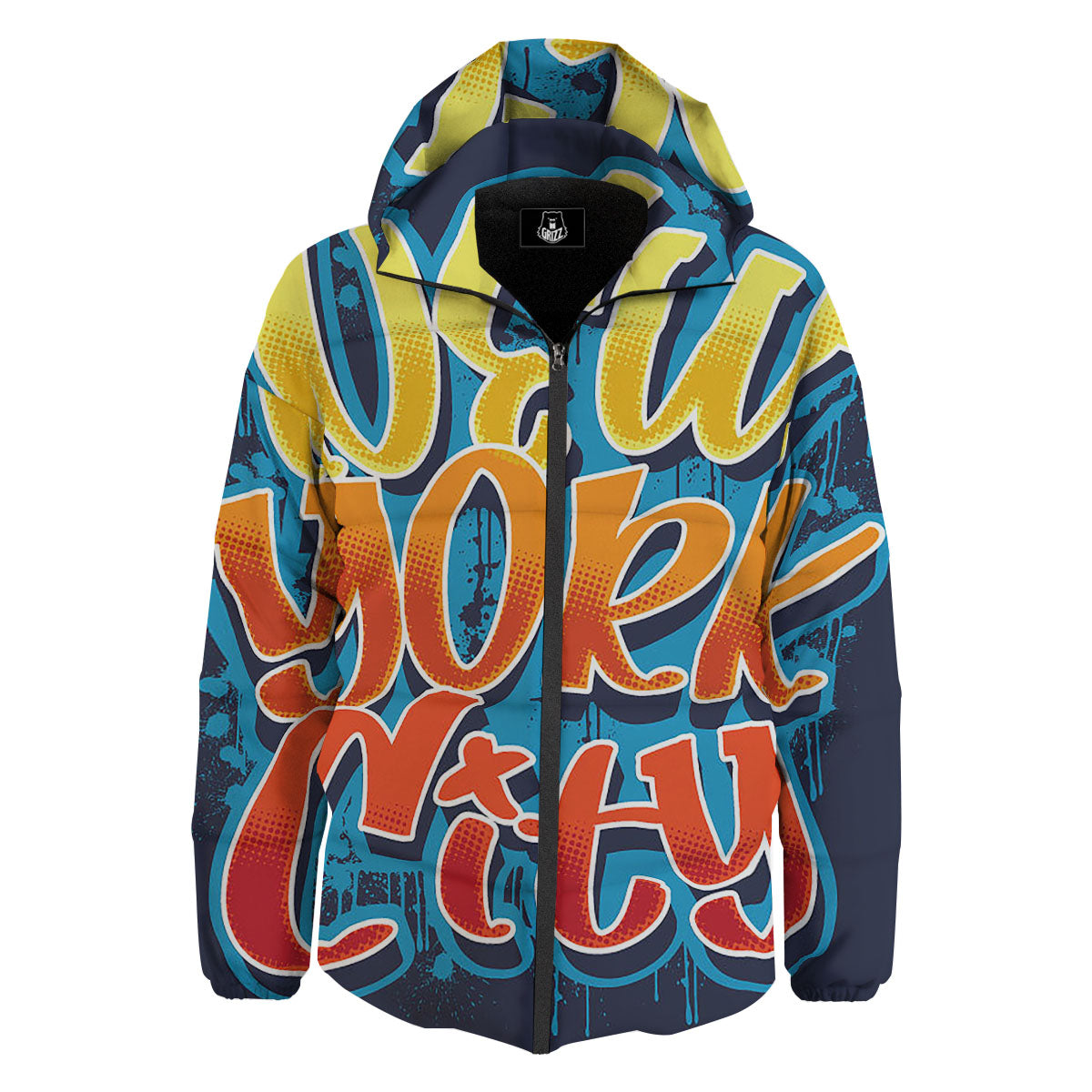 Graffiti NYC Print Down Jacket-grizzshop