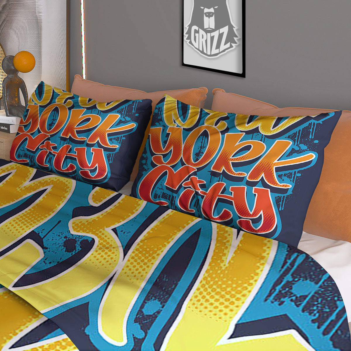 Graffiti NYC Print Duvet Cover Bedding Set
