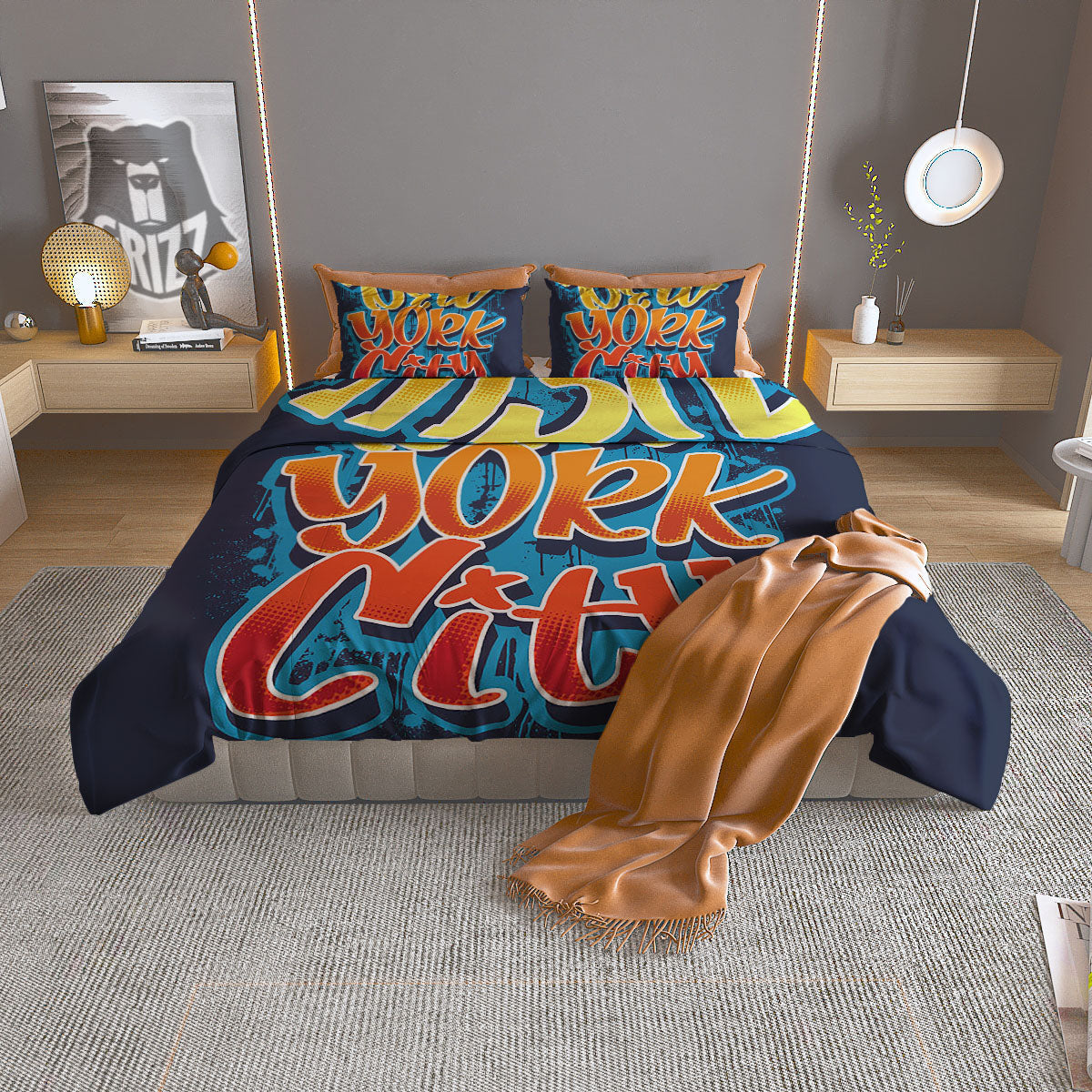 Graffiti NYC Print Duvet Cover Bedding Set