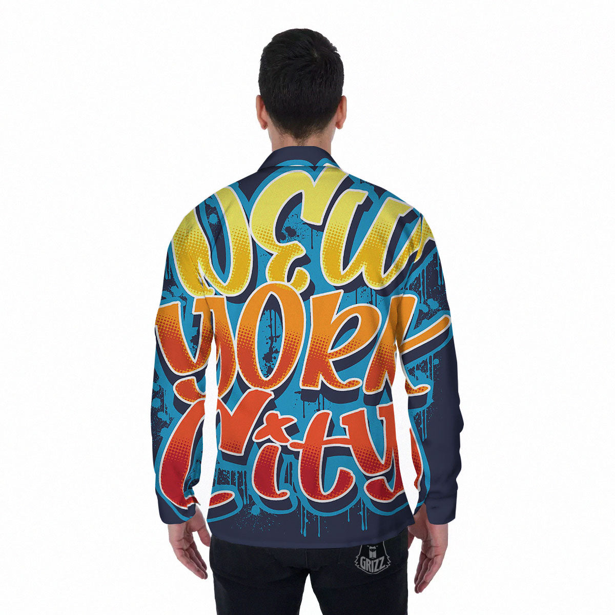 Graffiti NYC Print Men's Long Sleeve Shirts-grizzshop