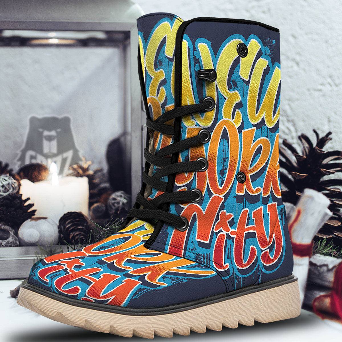 Graffiti NYC Print Snow Boots-grizzshop