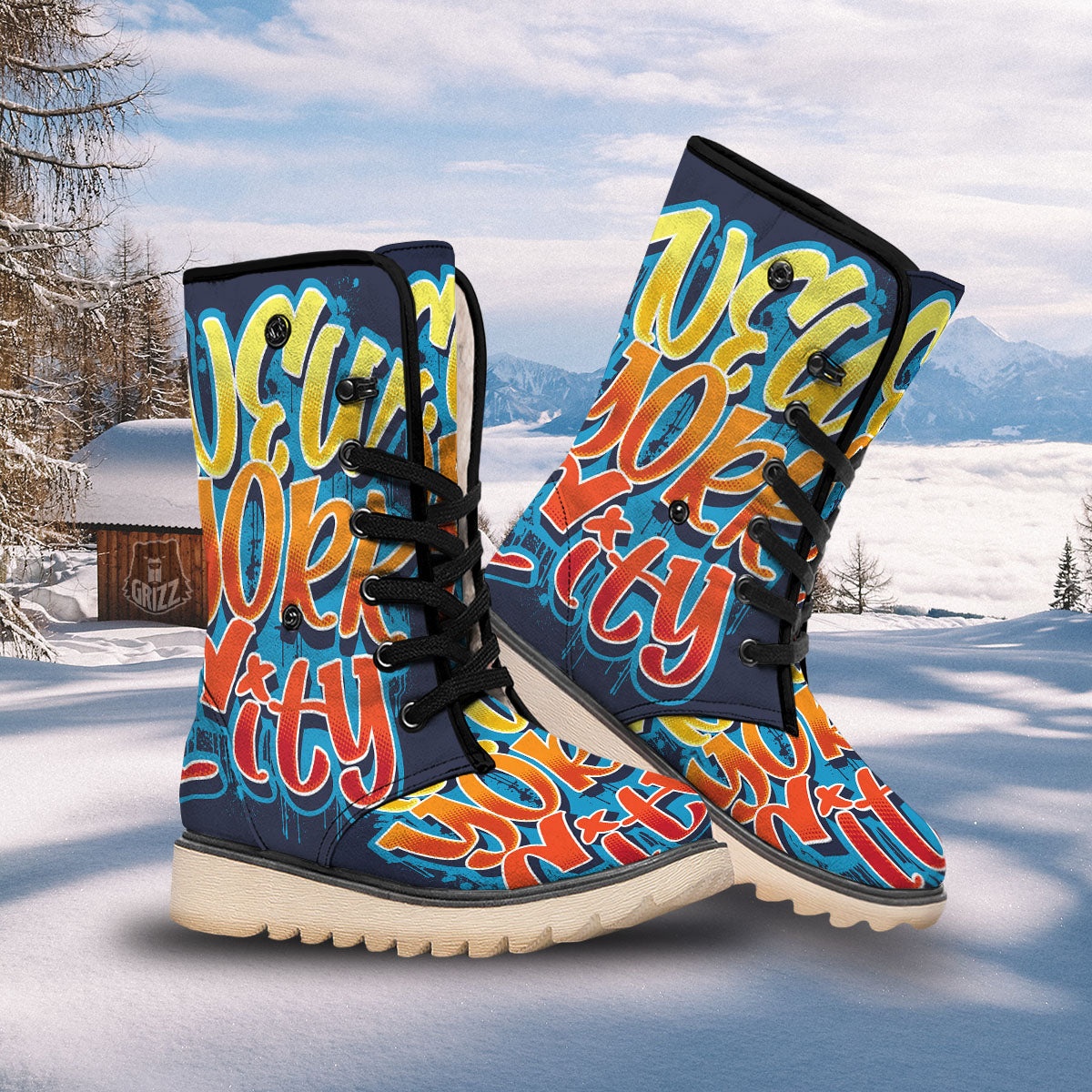 Graffiti NYC Print Snow Boots-grizzshop