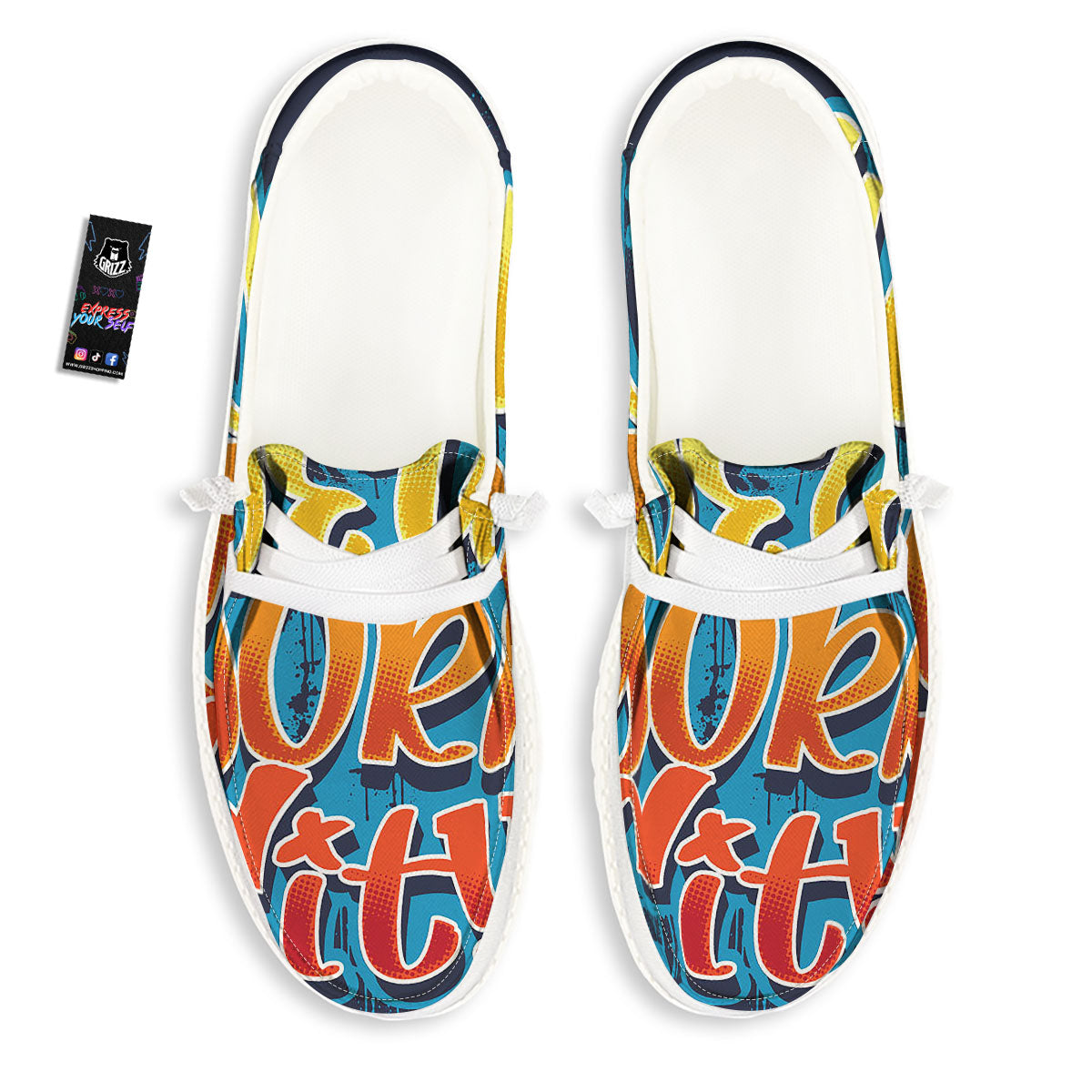 Graffiti NYC Print White Loafers-grizzshop