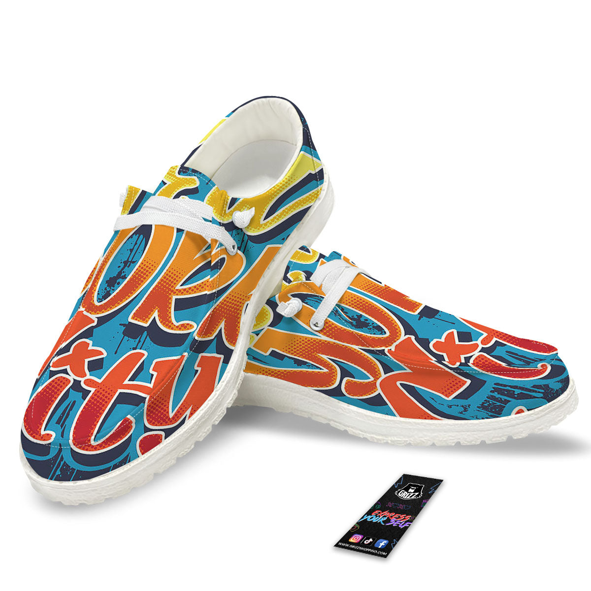 Graffiti NYC Print White Loafers-grizzshop