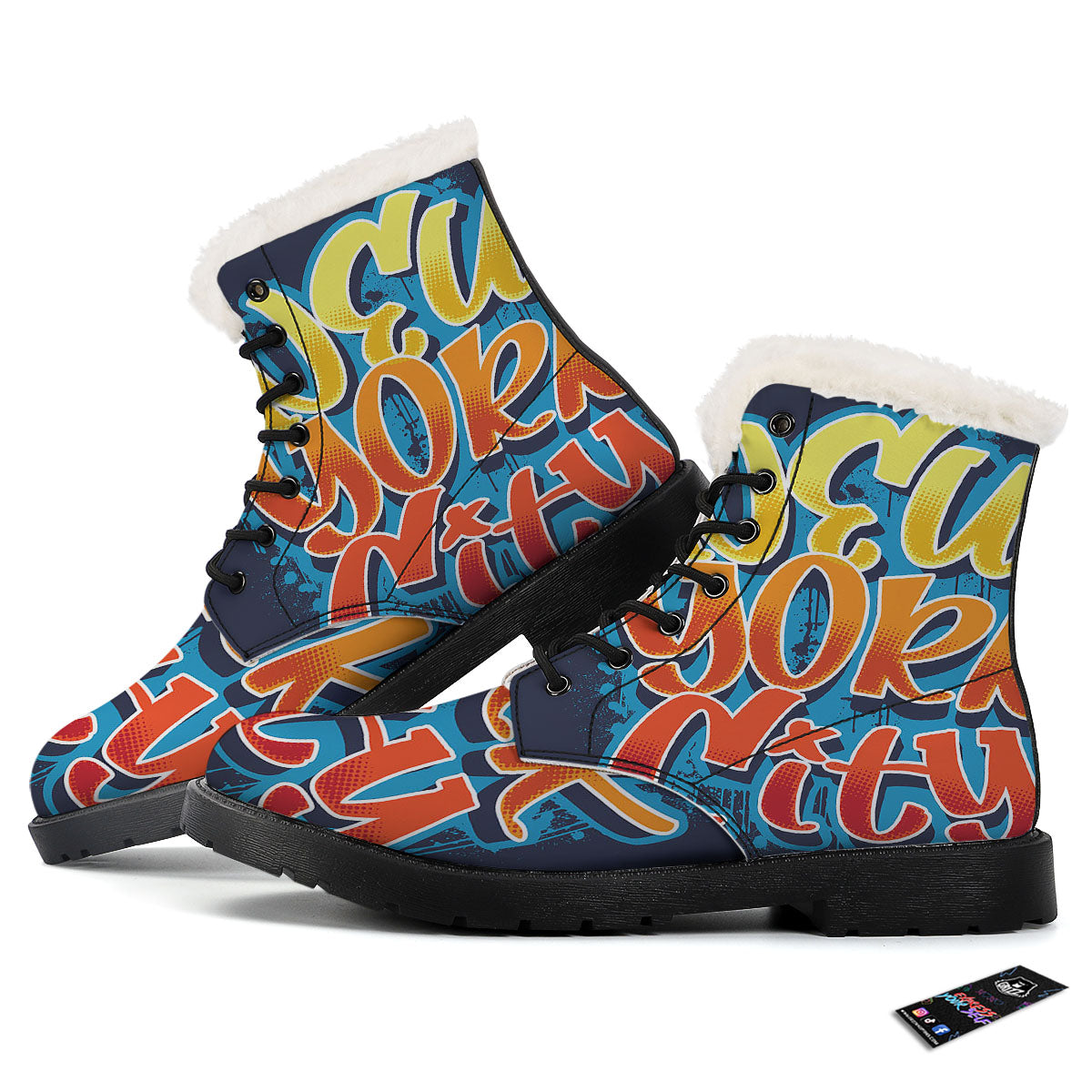 Graffiti NYC Print Winter Boots-grizzshop