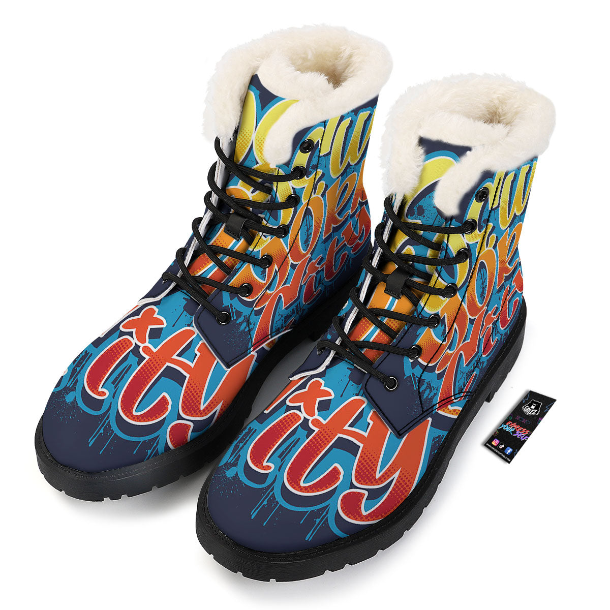 Graffiti NYC Print Winter Boots-grizzshop