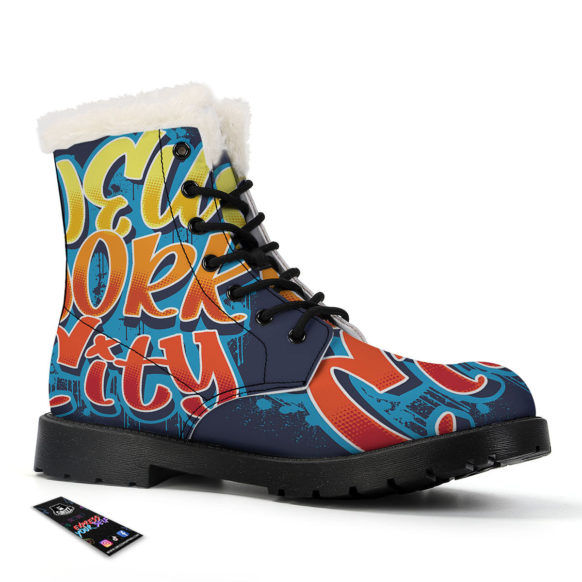 Graffiti NYC Print Winter Boots-grizzshop