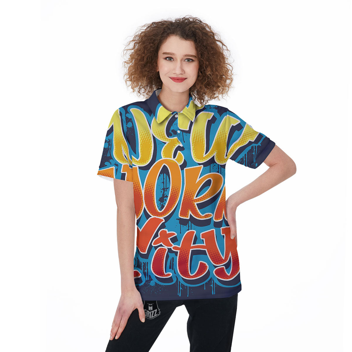 Graffiti NYC Print Women's Golf Shirts-grizzshop