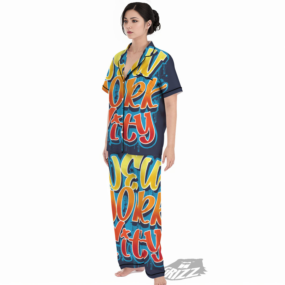 Graffiti NYC Print Women's Pajamas Set-grizzshop