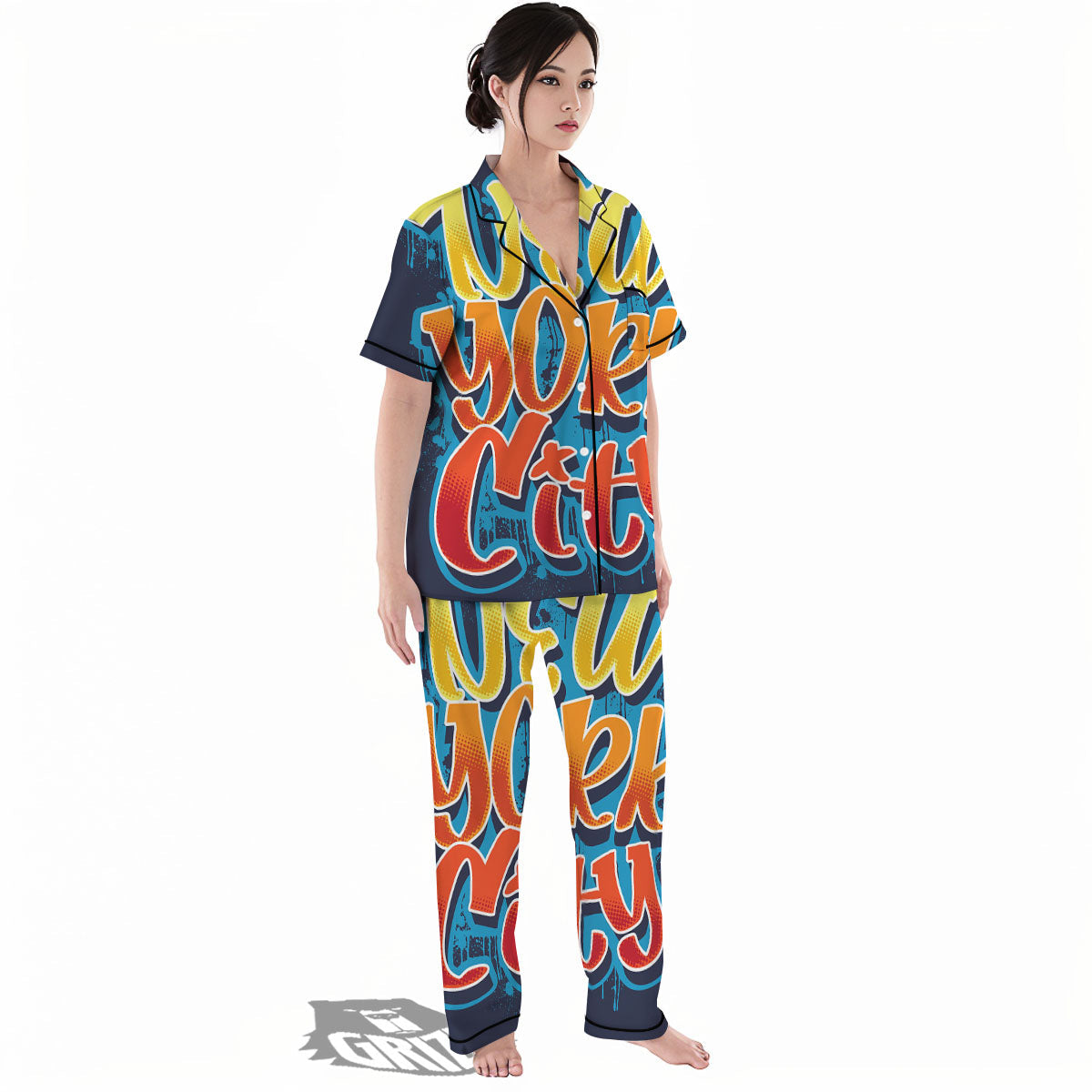 Graffiti NYC Print Women's Pajamas Set-grizzshop