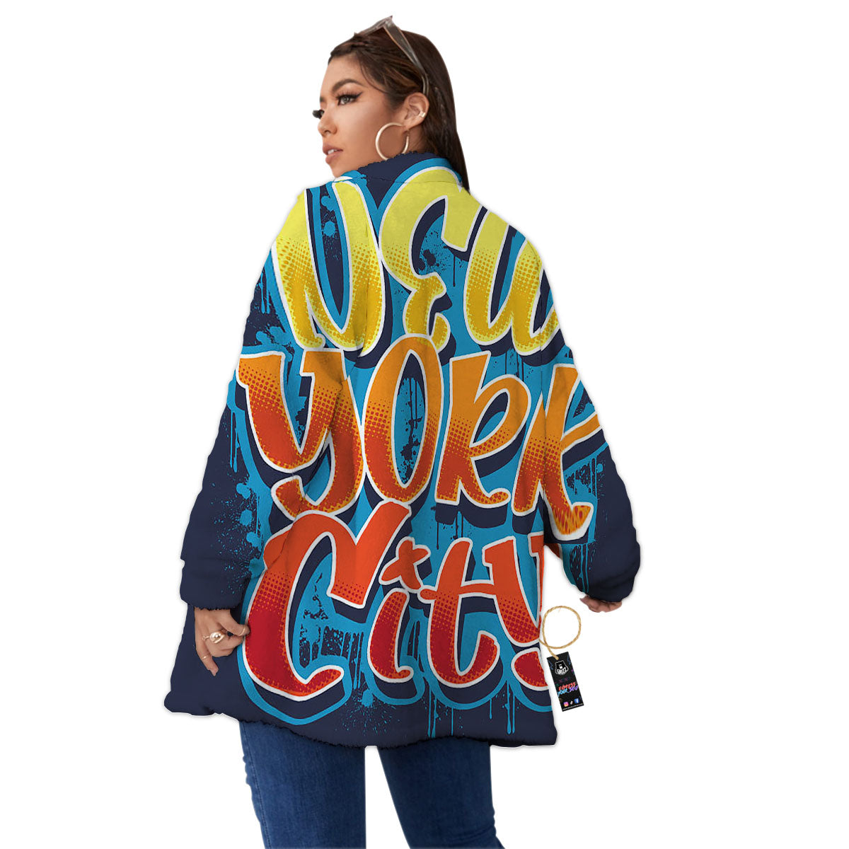 Graffiti NYC Print Women's Sherpa Jacket-grizzshop