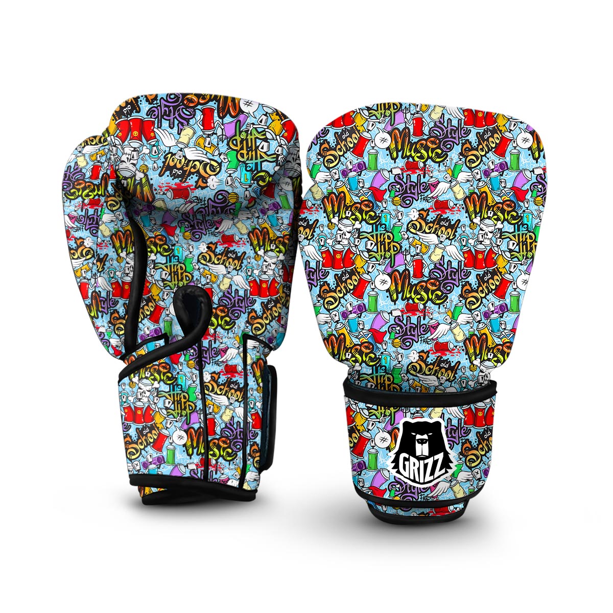 Graffiti Pattern Print Boxing Gloves-grizzshop