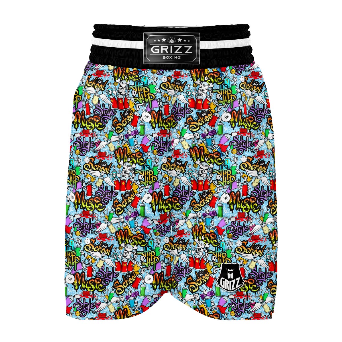 Graffiti Pattern Print Boxing Shorts-grizzshop