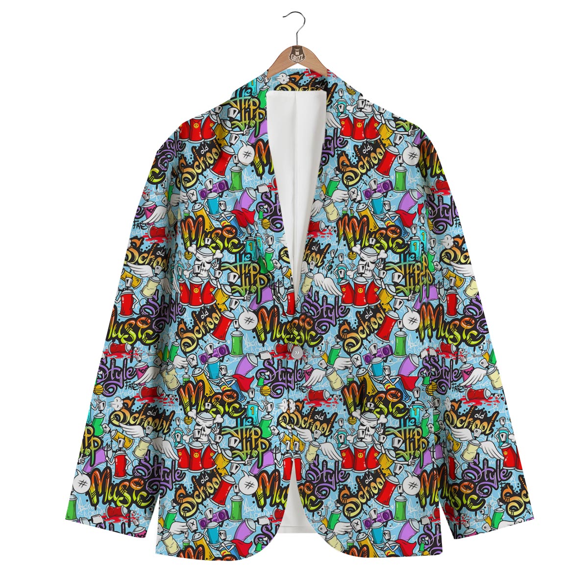 Graffiti Pattern Print Men's Blazer-grizzshop