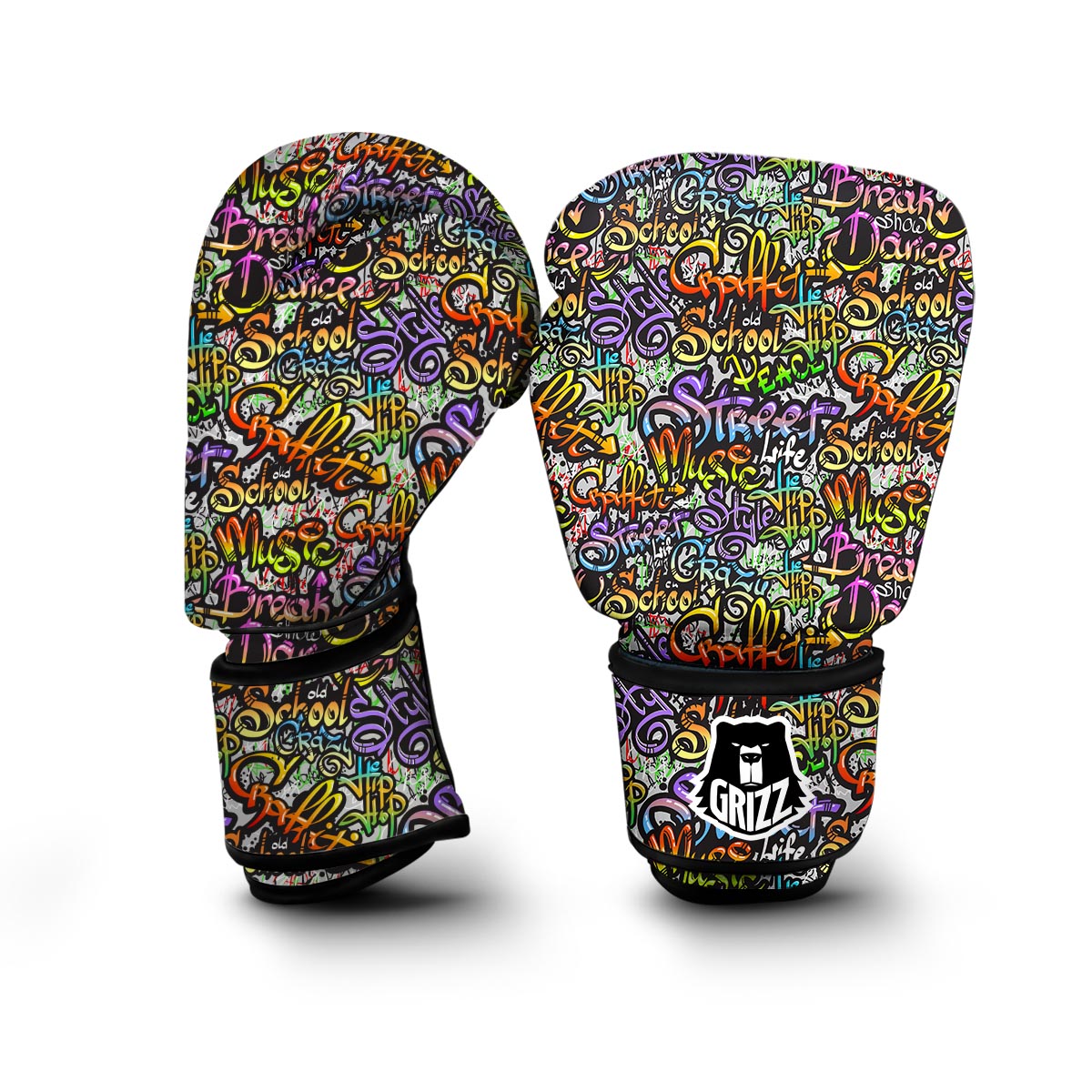 Graffiti Print Pattern Boxing Gloves-grizzshop