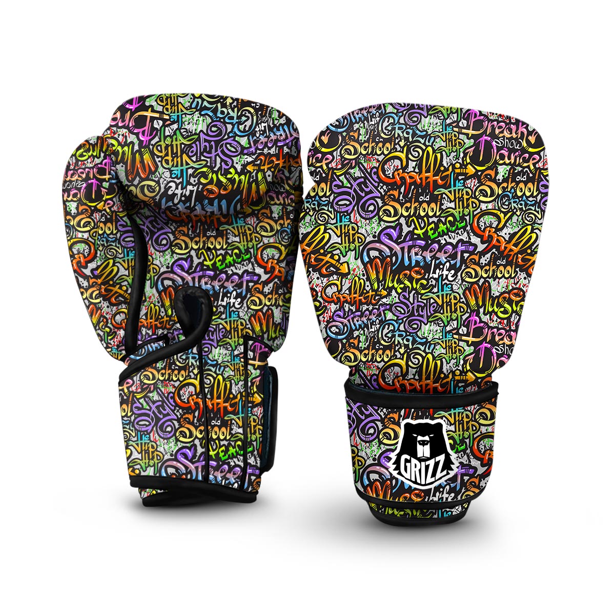 Graffiti Print Pattern Boxing Gloves-grizzshop