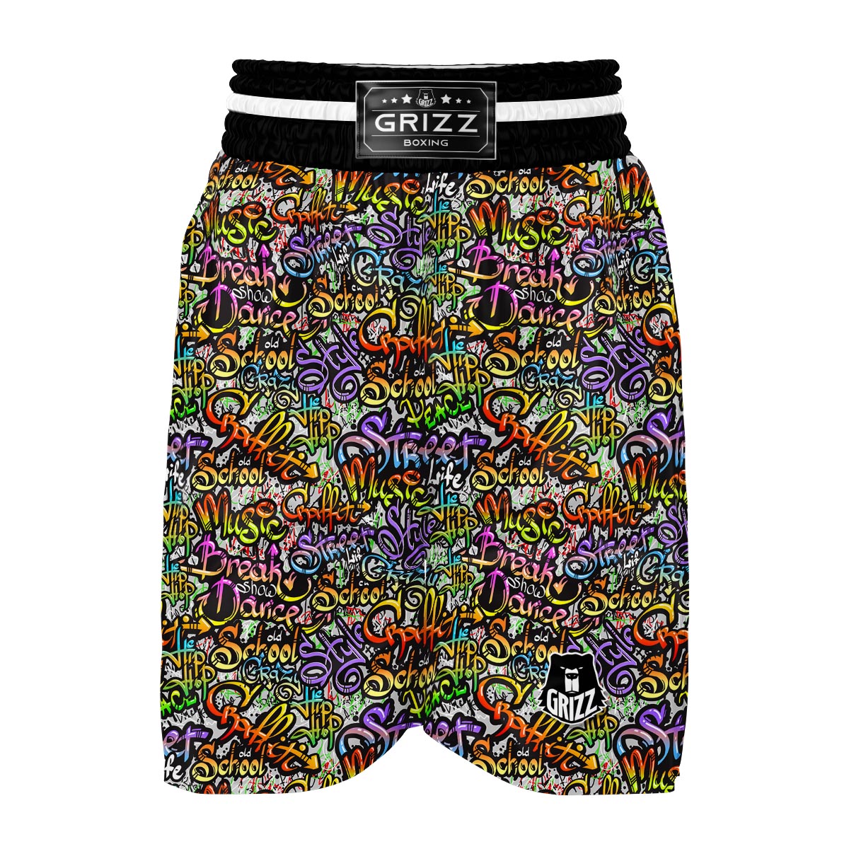 Graffiti Print Pattern Boxing Shorts-grizzshop