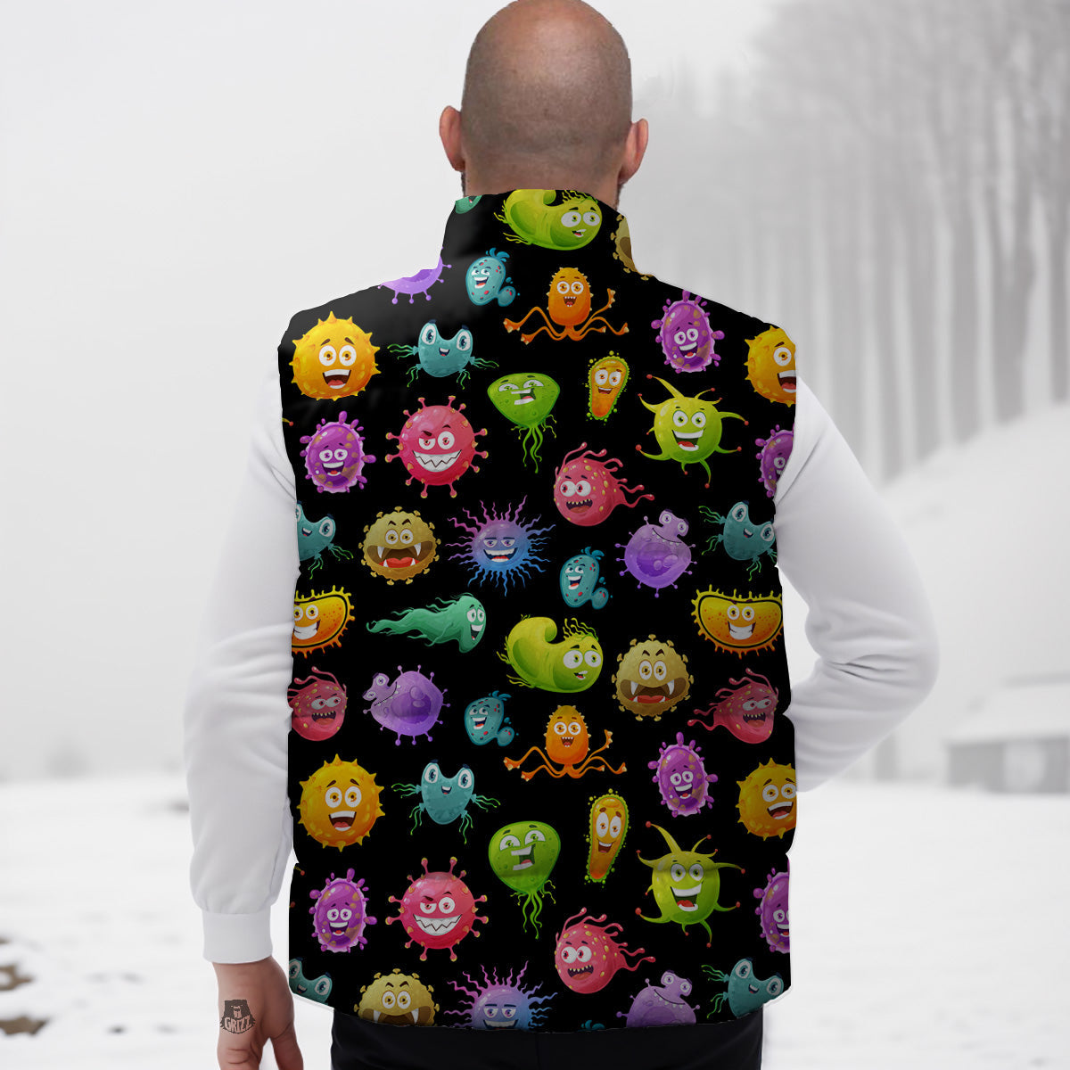 Graffiti Print Pattern Down Vest