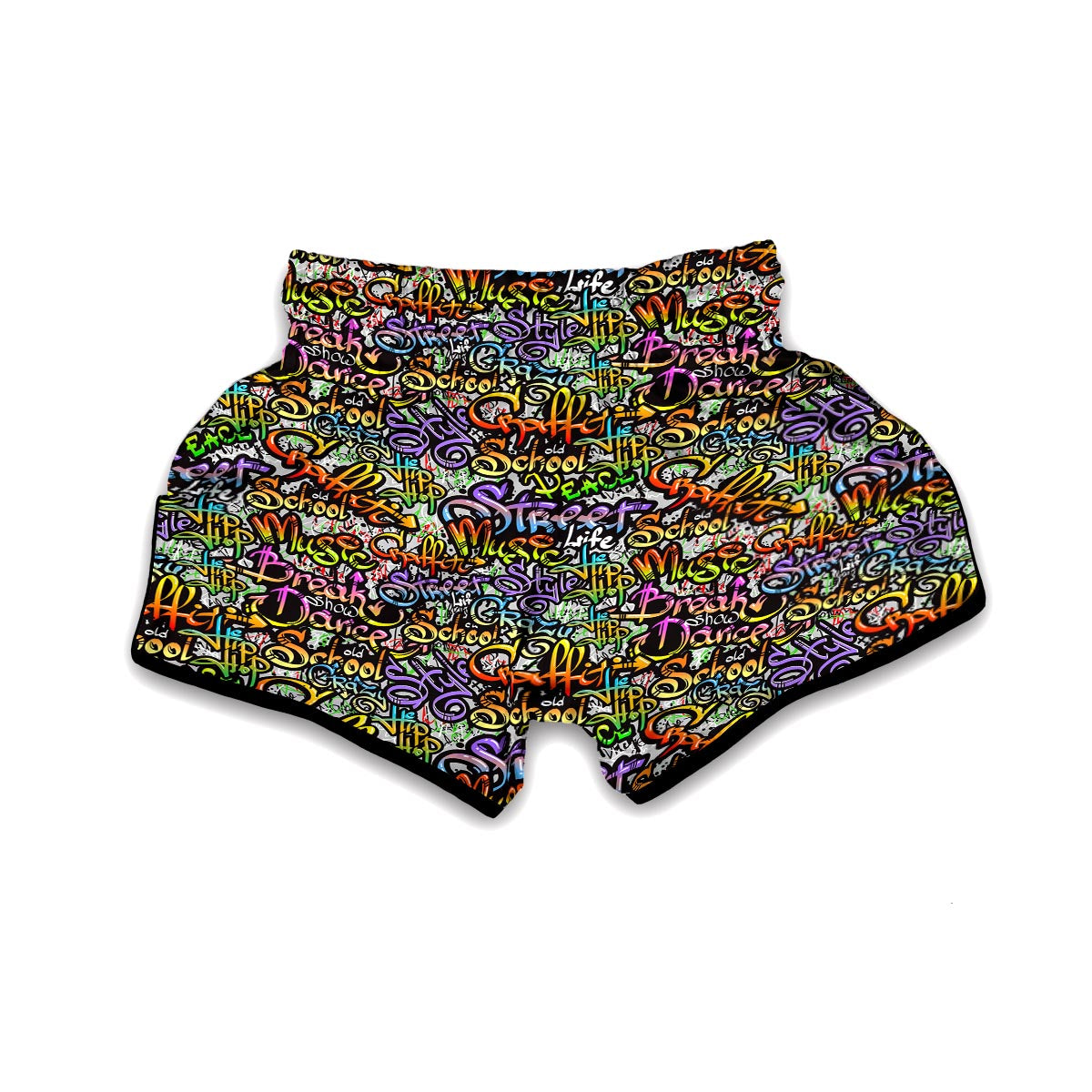 Graffiti Print Pattern Muay Thai Boxing Shorts-grizzshop