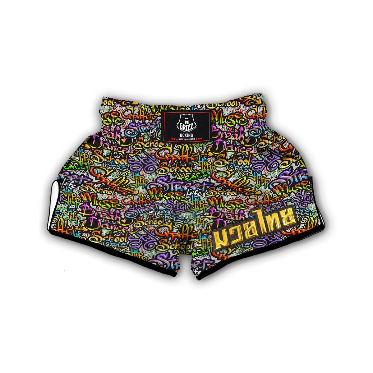 Graffiti Print Pattern Muay Thai Boxing Shorts-grizzshop