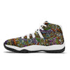 Graffiti Print Pattern White Bball Shoes-grizzshop