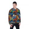 Graffiti Retro Print Pattern Baseball Jacket-grizzshop