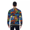 Graffiti Retro Print Pattern Baseball Jacket-grizzshop