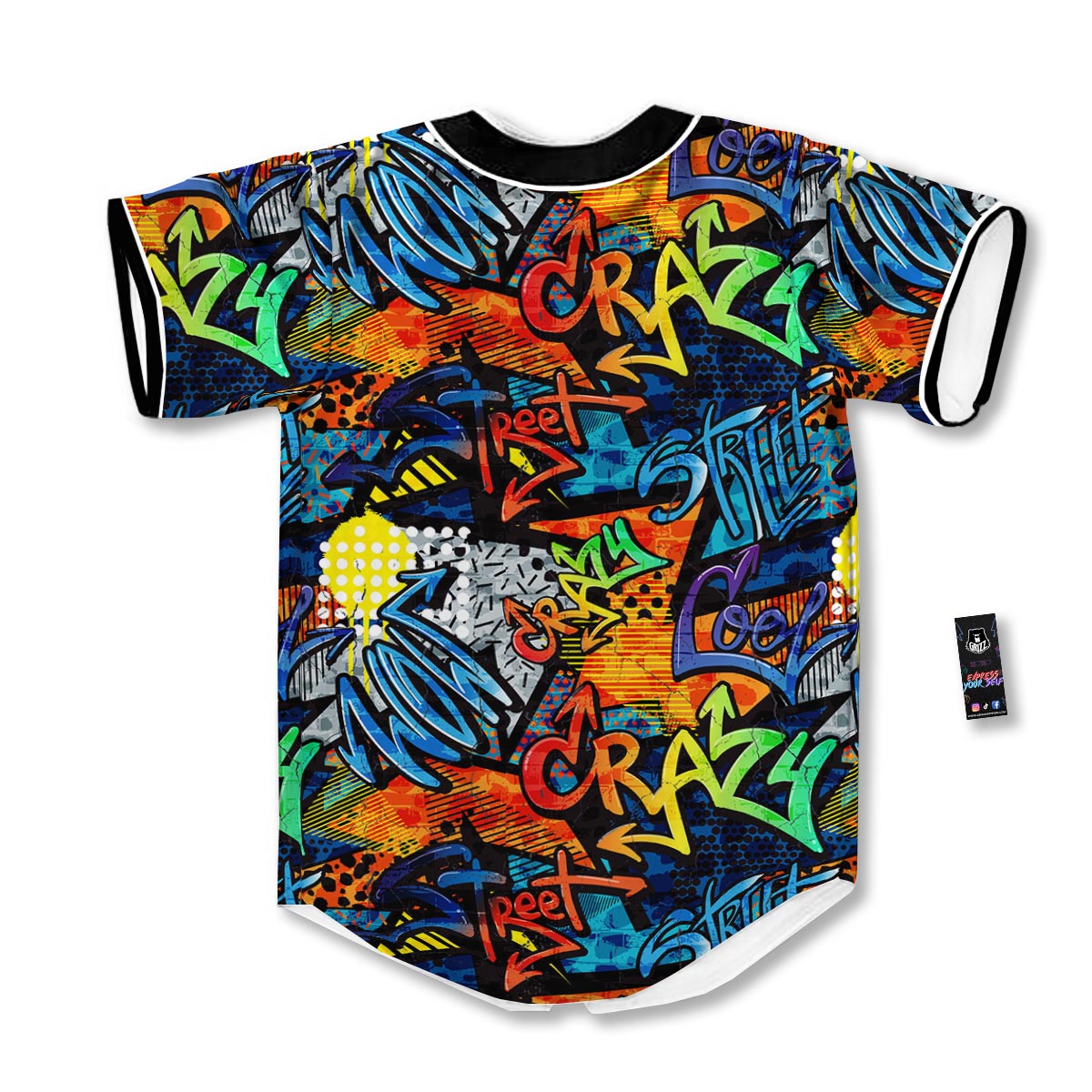 Graffiti Retro Print Pattern Baseball Jersey-grizzshop