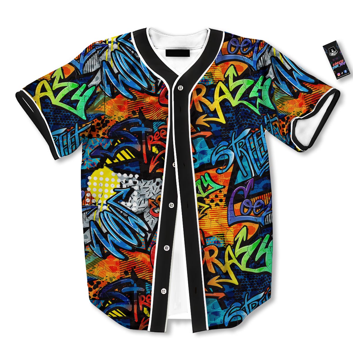 Graffiti Retro Print Pattern Baseball Jersey-grizzshop