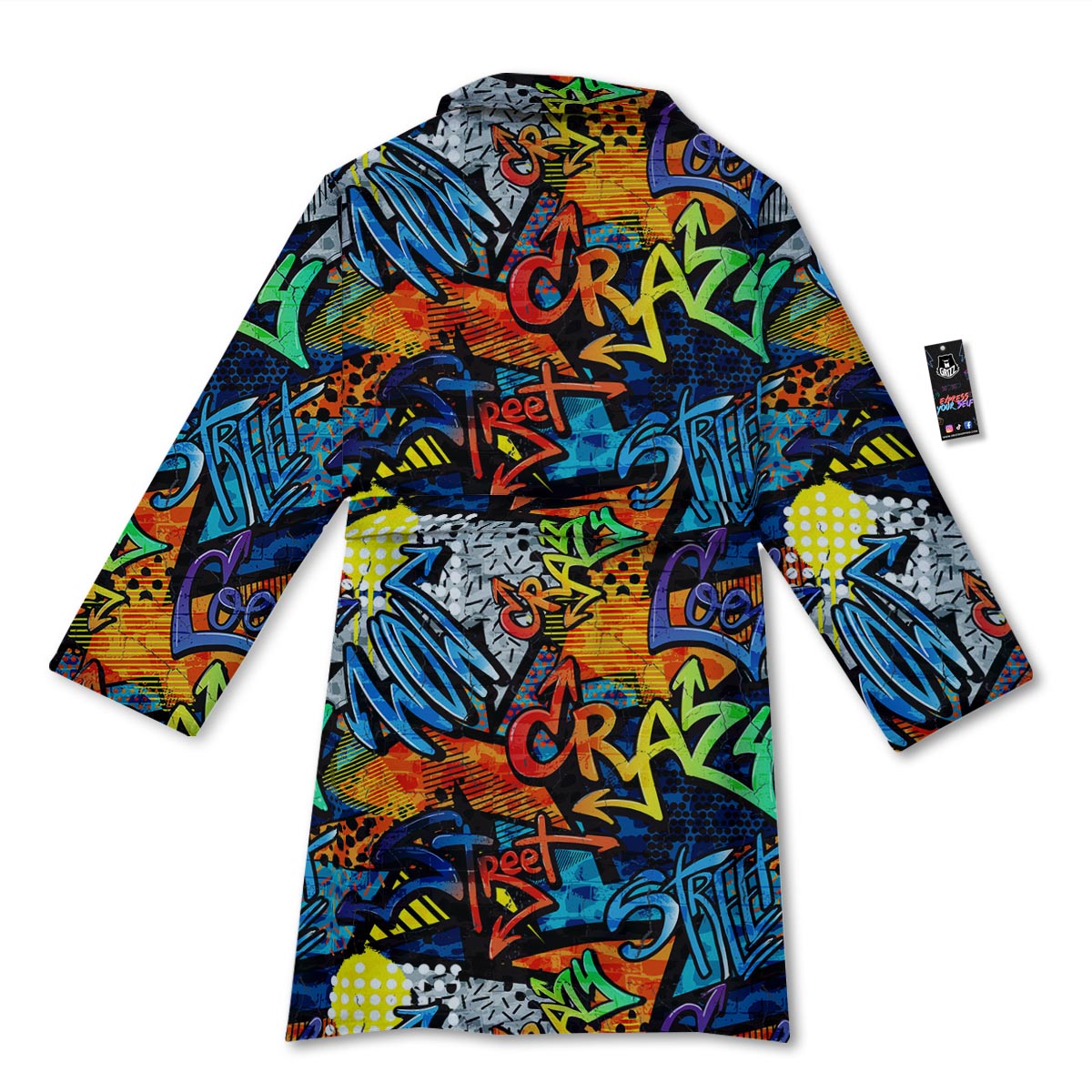 Graffiti Retro Print Pattern Bathrobe-grizzshop