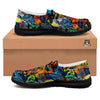 Graffiti Retro Print Pattern Black Loafers-grizzshop