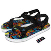 Graffiti Retro Print Pattern Black Open Toe Sandals-grizzshop