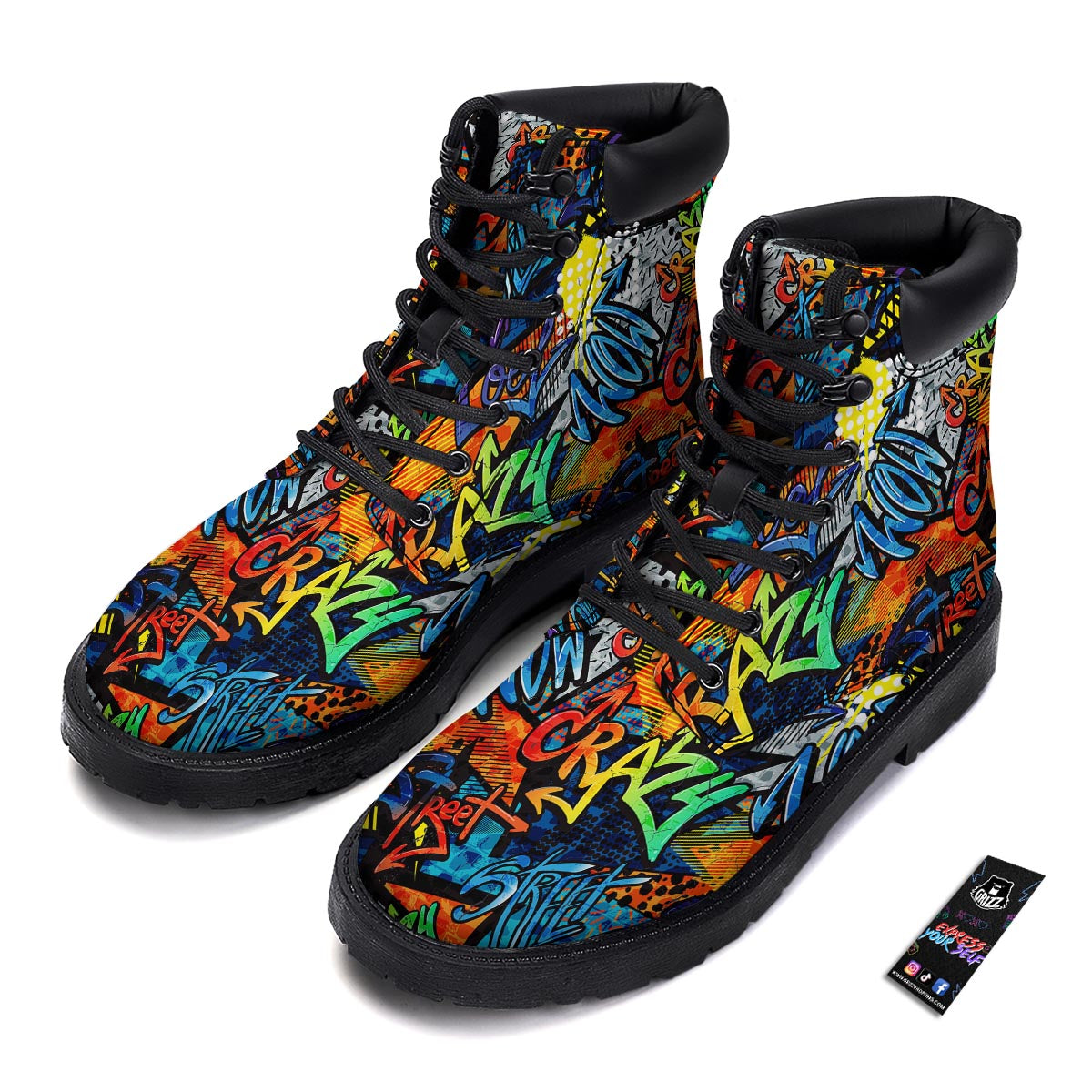 Graffiti Retro Print Pattern Boots-grizzshop