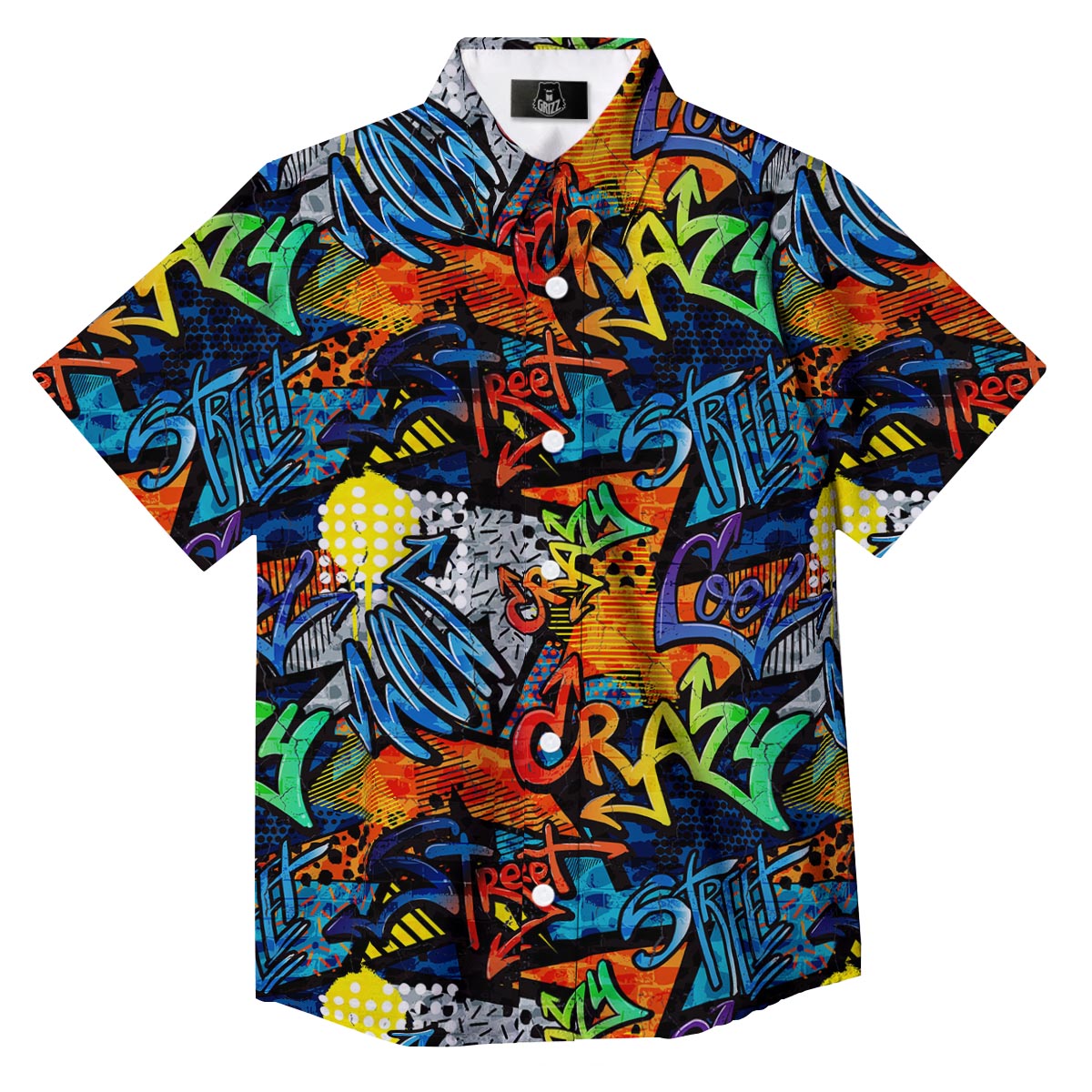 Graffiti Retro Print Pattern Button Up Shirt-grizzshop