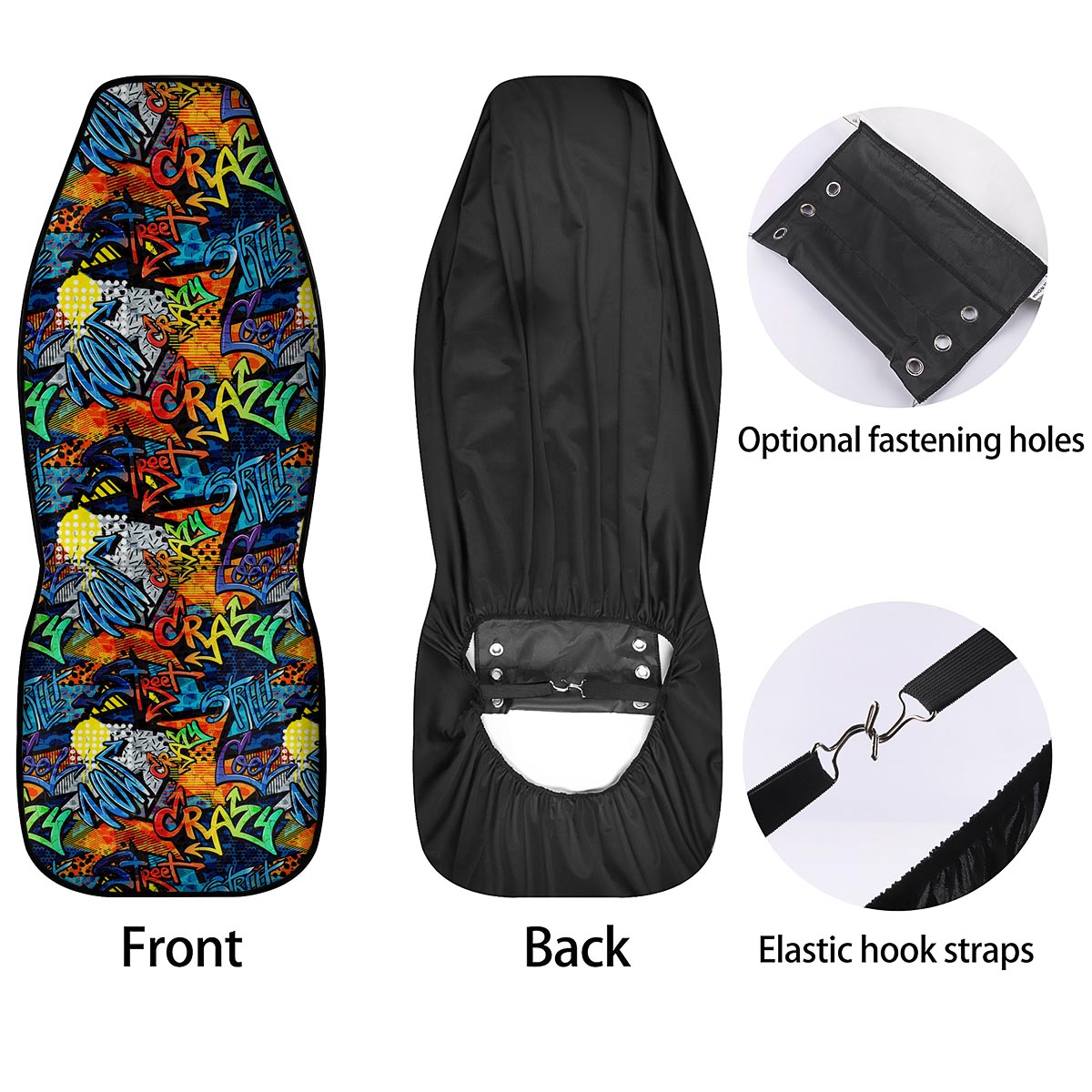 Graffiti Retro Print Pattern Car Seat Covers-grizzshop