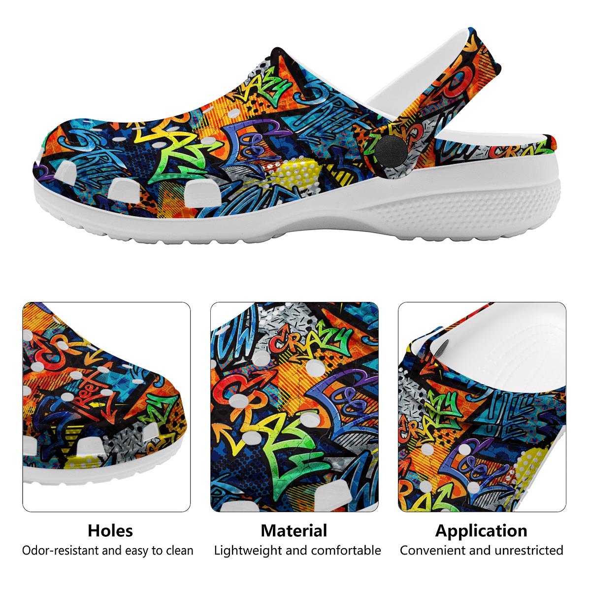 Graffiti Retro Print Pattern Clog-grizzshop