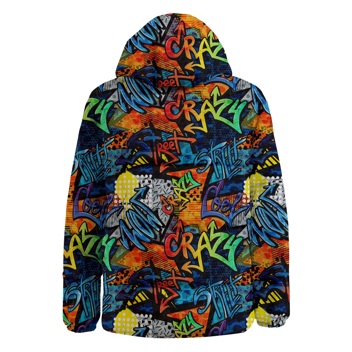 Graffiti Retro Print Pattern Down Jacket-grizzshop