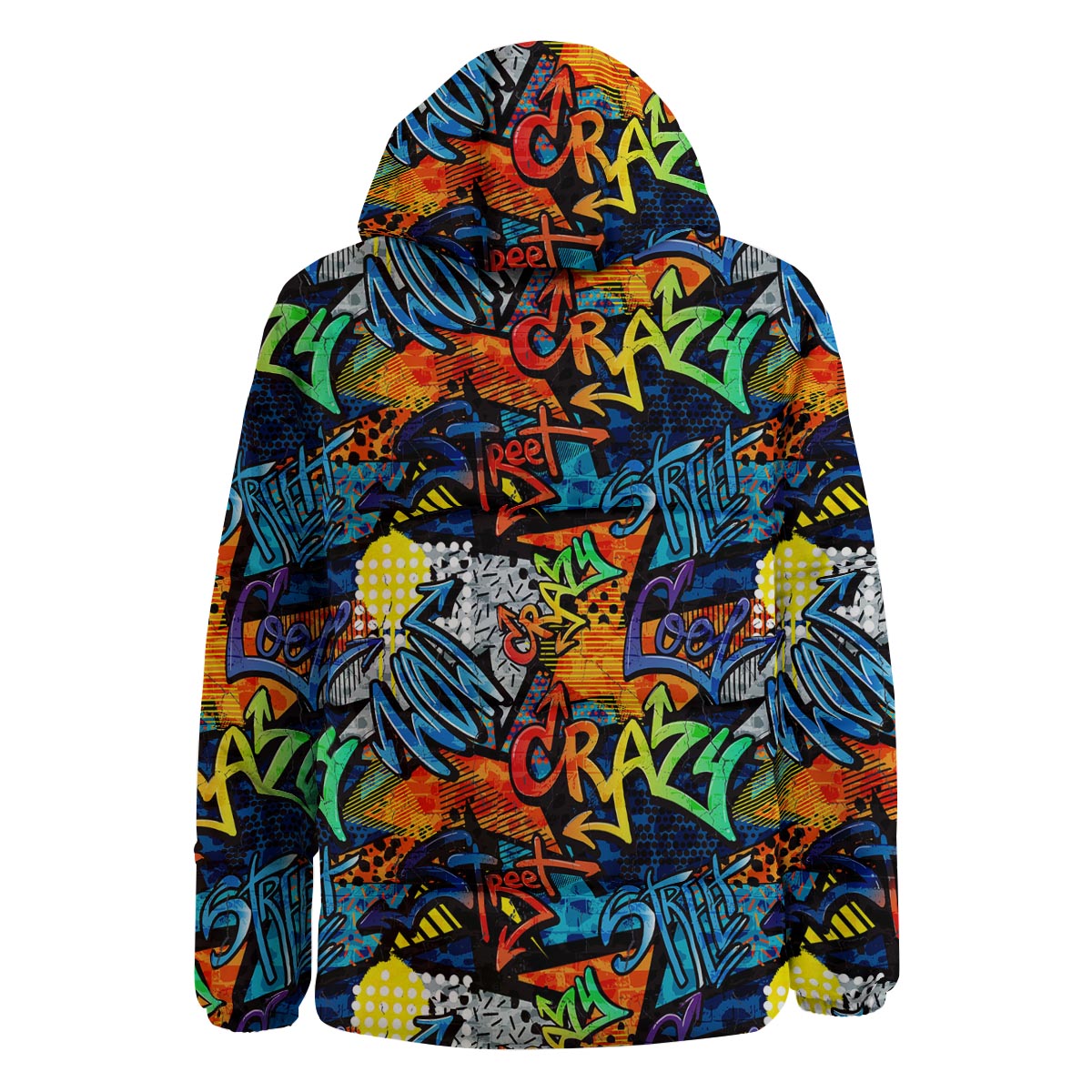 Graffiti Retro Print Pattern Down Jacket-grizzshop