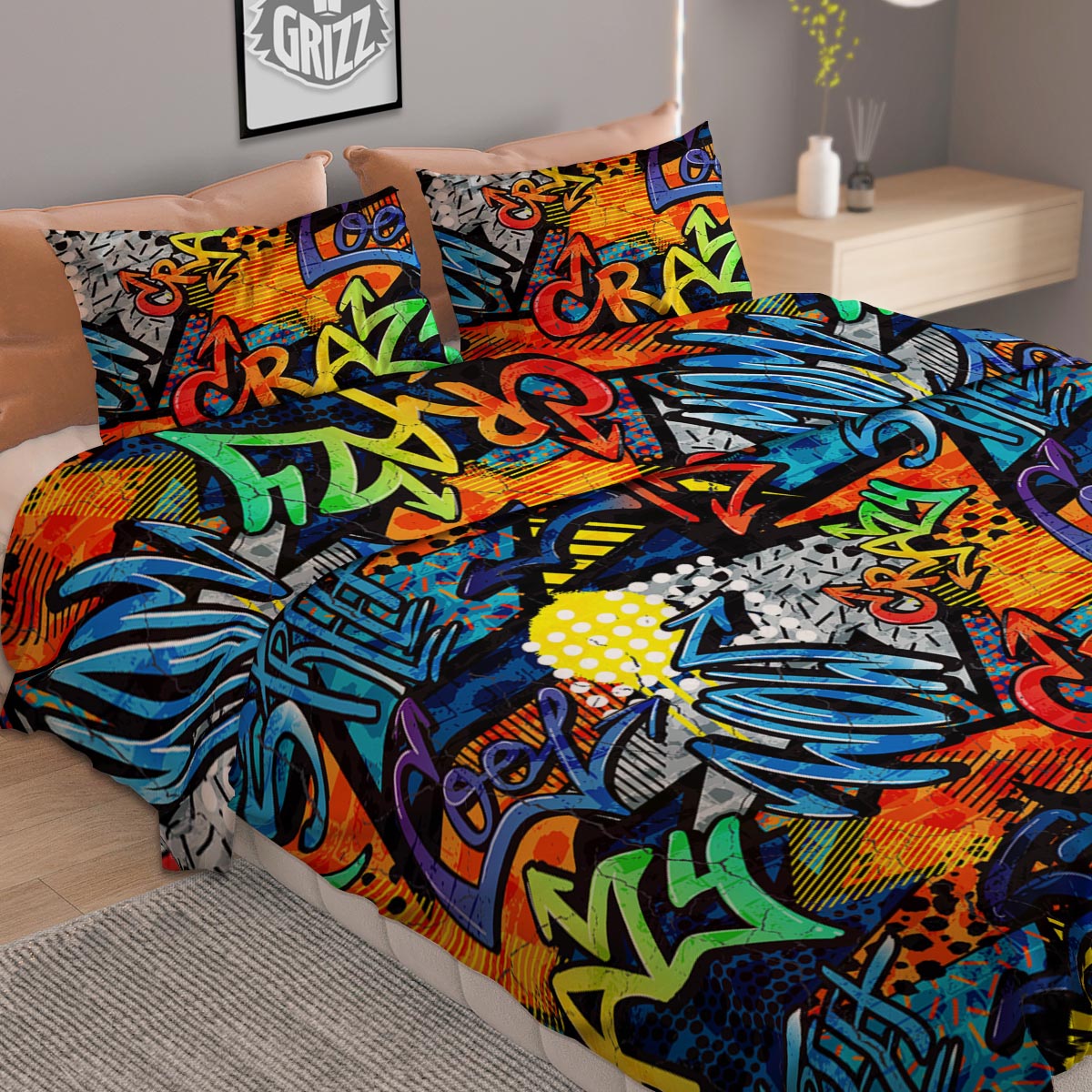 Gingerbread Man Xmas Print Pattern Duvet Cover Bedding Set