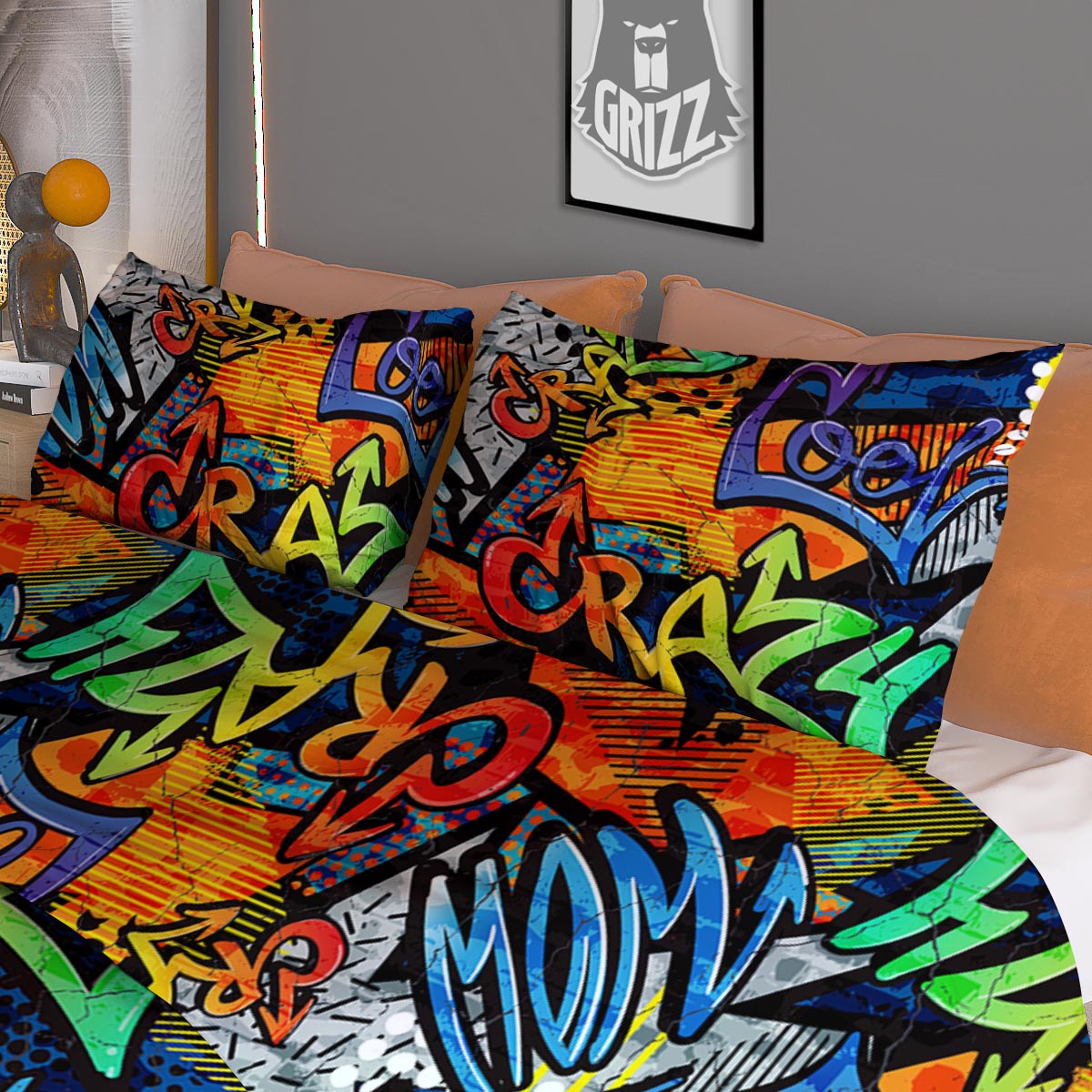 Gingerbread Man Xmas Print Pattern Duvet Cover Bedding Set