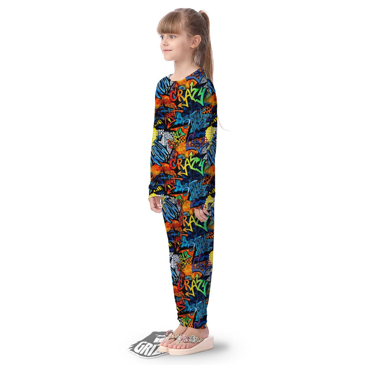 Graffiti Retro Print Pattern Kid's Pajamas-grizzshop