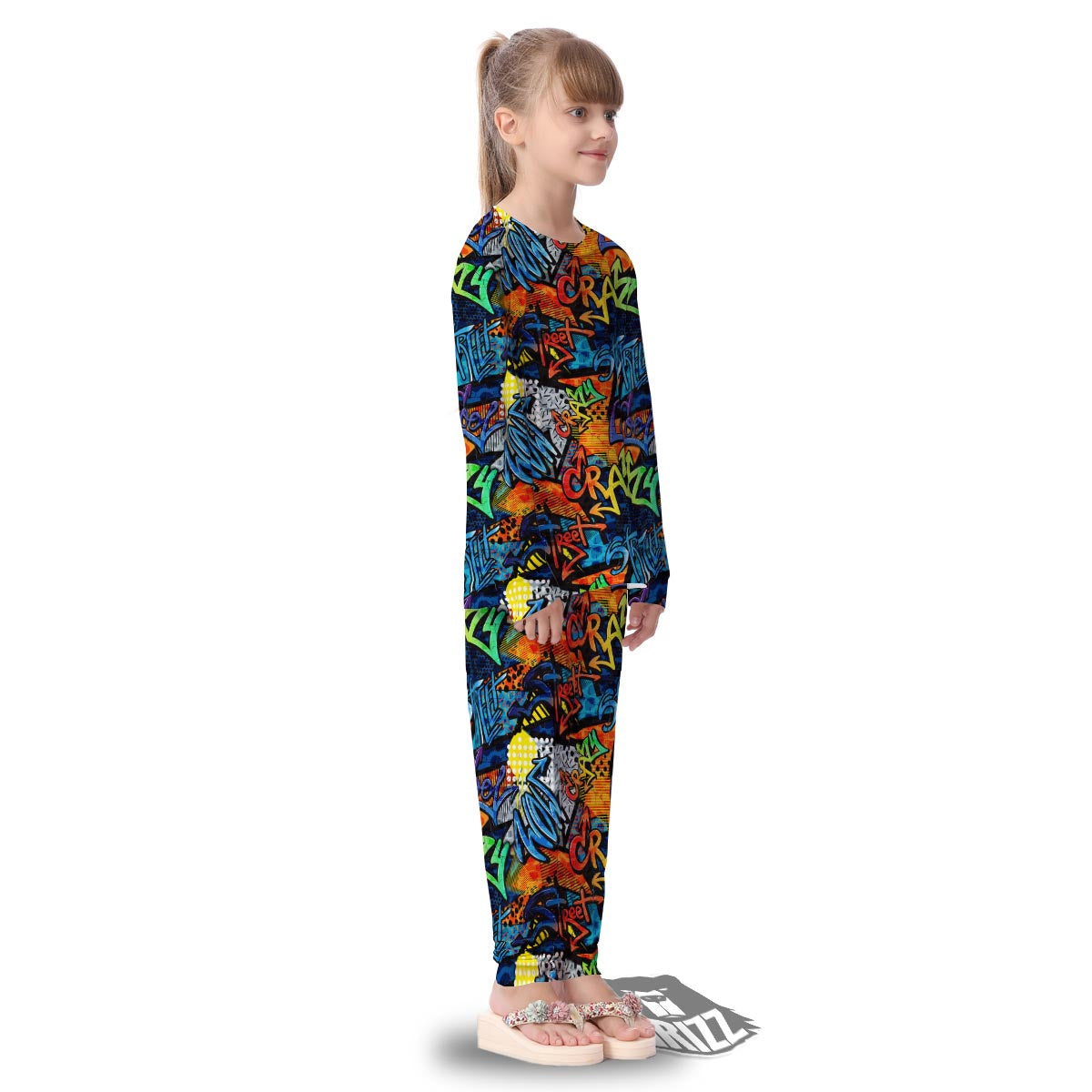 Graffiti Retro Print Pattern Kid's Pajamas-grizzshop