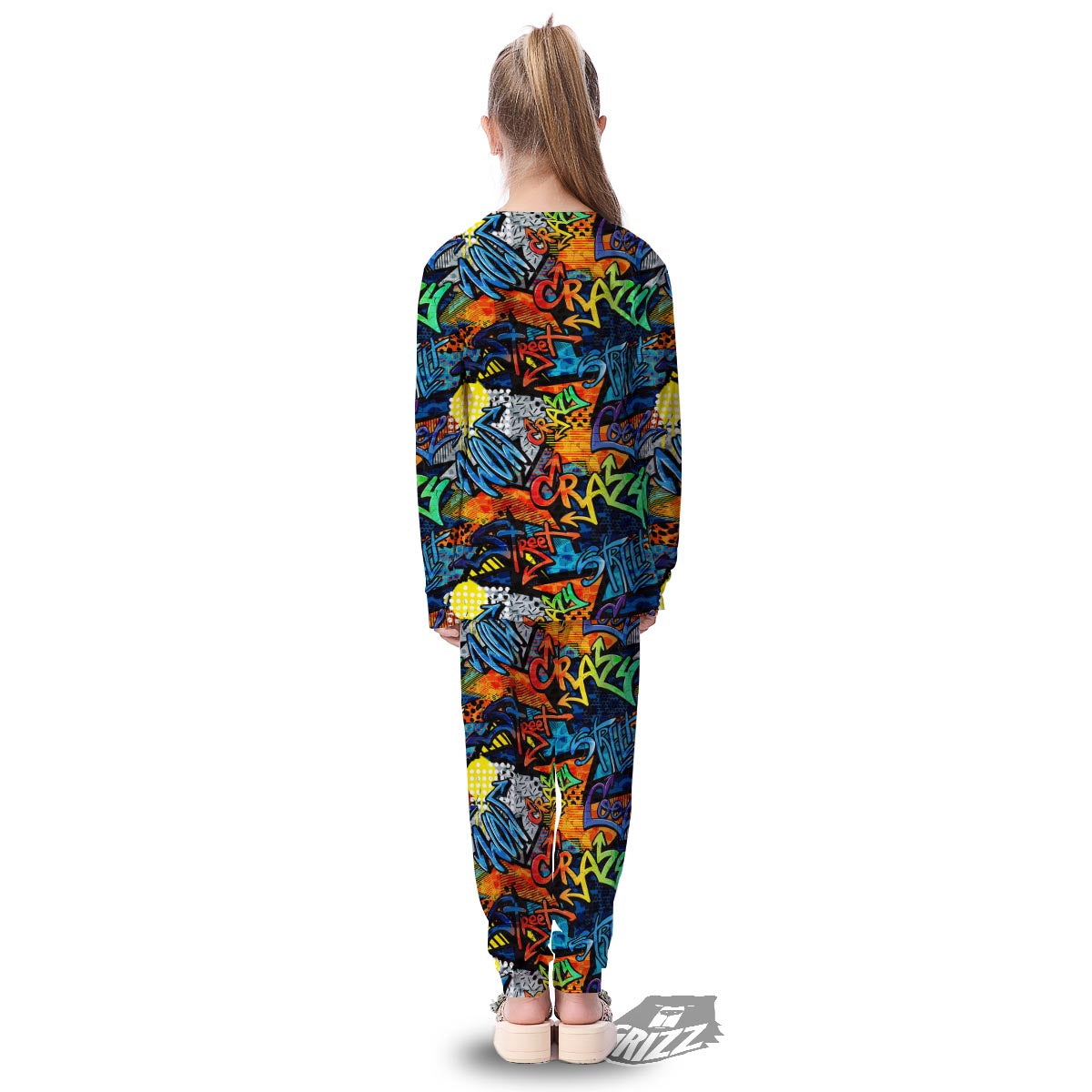 Graffiti Retro Print Pattern Kid's Pajamas-grizzshop