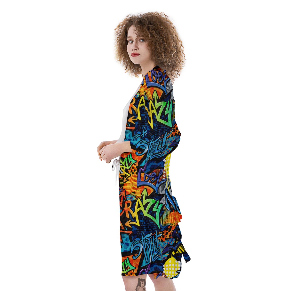 Graffiti Retro Print Pattern Kimono-grizzshop