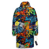 Graffiti Retro Print Pattern Long Down Jacket-grizzshop