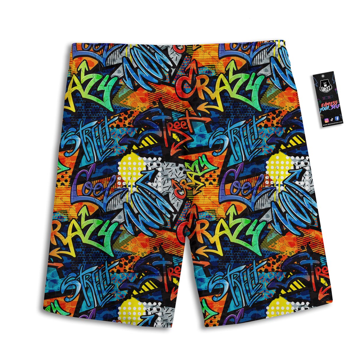 Graffiti Retro Print Pattern Men's Athletic Shorts