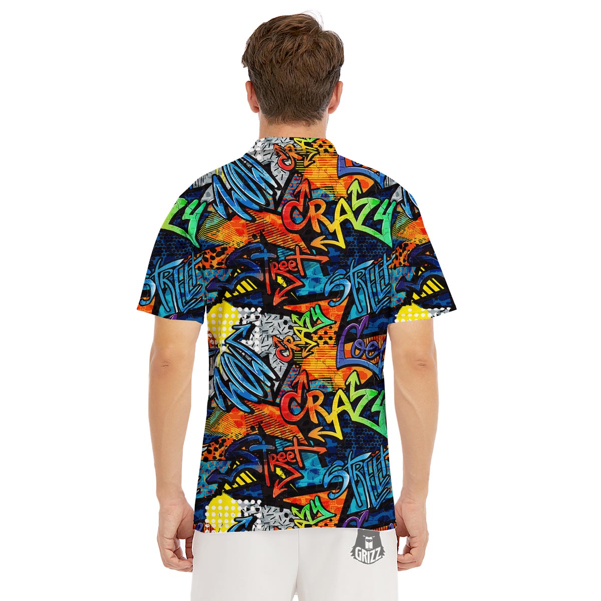 Graffiti Retro Print Pattern Men's Golf Shirts-grizzshop