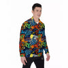 Graffiti Retro Print Pattern Men's Long Sleeve Shirts-grizzshop